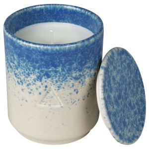 ОСИНЛИГ Ароматическая свеча в банке, Чайный лист и вербена белый, синий