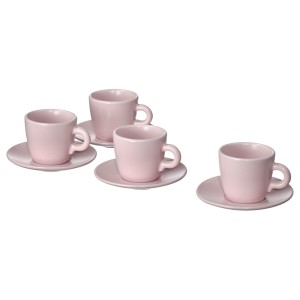 ФЭРГКЛАР Чашка с блюдцем, матовая поверхность светло-розовый, 4шт