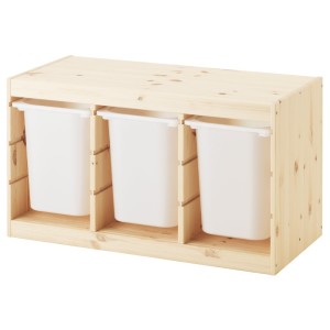 ТРУФАСТ Комбинация д/хранения+контейнеры, светлая беленая сосна, белый