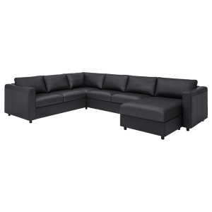 ВИМЛЕ 5-местный угловой диван, с козеткой, Гранн/Бумстад черный