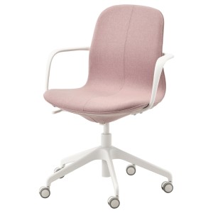ЛОНГФЬЕЛЛЬ Рабочий стул с подлокотниками, Гуннаред светлый коричнево-розовый, белый