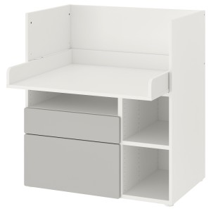 СМОСТАД Письменный стол, белый серый, с 2 ящиками