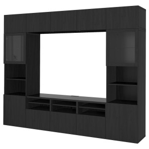 БЕСТО Шкаф для ТВ, комбин/стеклян дверцы, черно-коричневый, Лаппвикен черно-коричневый прозрачное стекло