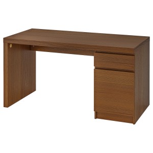 МАЛЬМ Письменный стол, коричневая морилка ясеневый шпон