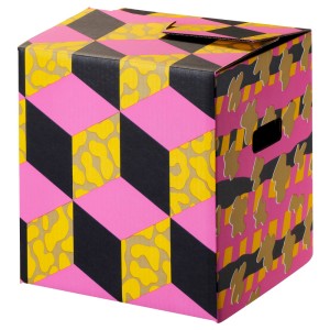 ОМБЮТЕ Упаковочная коробка, розовый/желтый