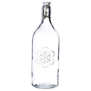 ВИНТЕР 2020 Бутылка с пробкой, прозрачное стекло, орнамент «снежинки» белый