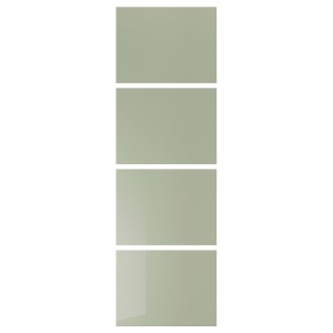 ХОККСУНД 4 панели д/рамы раздвижной дверцы, глянцевый светло-зеленый