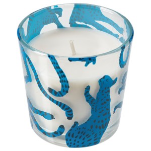 МЕДКЭМПЕ Ароматическая свеча в стакане, кот, Свежесобранная голубика синий