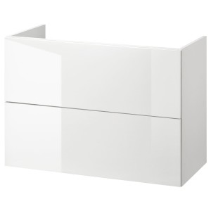 ФИСКОН Шкаф под раковину с 2 ящиками, глянцевый, белый