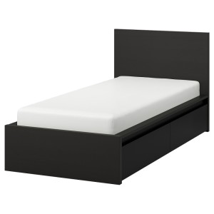 МАЛЬМ Каркас кровати+2 кроватных ящика, черно-коричневый