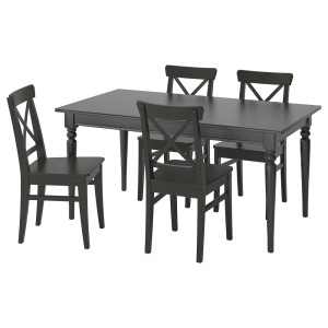 ИНГАТОРП / ИНГОЛЬФ Стол и 4 стула, черный, коричнево-чёрный