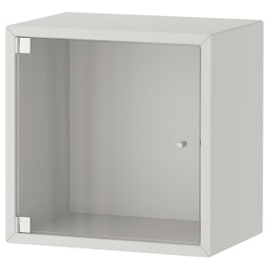 ЭКЕТ Навесной шкаф со стеклянной дверью, светло-серый