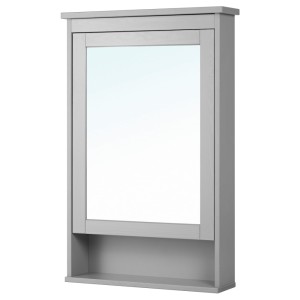 ХЕМНЭС Зеркальный шкаф с 1 дверцей, серый