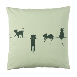 БАРНДРЁМ Чехол на подушку, орнамент «кошки», зеленый