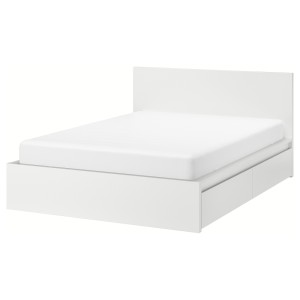 МАЛЬМ Каркас кровати+2 кроватных ящика, белый, Леирсунд