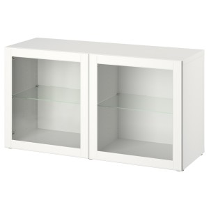 БЕСТО Комбинация настенных шкафов, белый, оствик прозрачное стекло
