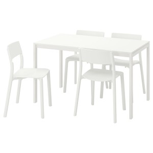 МЕЛЬТОРП / ЯН-ИНГЕ Стол и 4 стула, белый, белый