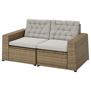 СОЛЛЕРОН 2-местный модульный диван, садовый, коричневый, Куддарна серый