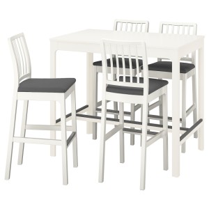 ЭКЕДАЛЕН / ЭКЕДАЛЕН Барн стол+4 барн стула, белый, Хакебу темно-серый